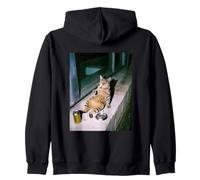 Drôle de Chat fumant Gueule de Bois Meme Sweat à Capuche