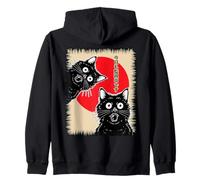 Drôle de Chat Noir Japonais Qui Regarde Aujourd'hui Anime Sweat à Capuche