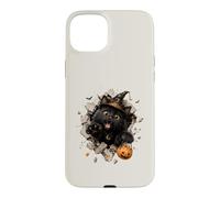 Drôle de Chat Noir sorcière Halloween Bonbon évasion Malice Coque pour iPhone 15 Plus