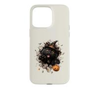 Drôle de Chat Noir sorcière Halloween Bonbon évasion Malice Coque pour iPhone 15 Pro Max