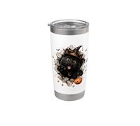 Drôle de chat noir sorcière Halloween bonbon évasion malice Gobelet isotherme en acier inoxydable double paroi