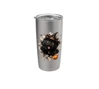 Drôle de chat noir sorcière Halloween bonbon évasion malice Gobelet isotherme en acier inoxydable double paroi