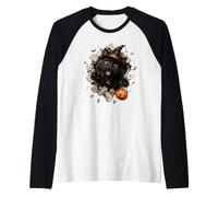 Drôle de Chat Noir sorcière Halloween Bonbon évasion Malice Manche Raglan