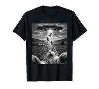 Drôle de Chat UFO Abduction Selfie avec Alien T-Shirt