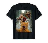 Drôle de Chaton Dinosaure de Noël Selfie Père Noël T Rex T-Shirt