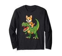 Drôle de chien Corgi Dinosaure Trex Zoo amoureux des animaux Maman Papa Enfants Manche Longue