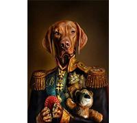 DrôLe De Chien En Uniforme Militaire Peinture Sur Toile Tableau Animaux Classiques Chien GéNéRal Affiche Pour Salon AlléE Decoration Cuadros Image 50x70 Cm Pas De Cadre