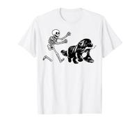 drôle de Chien Newfoundland Running Squelette Halloween T-Shirt Graphique avec Valeur