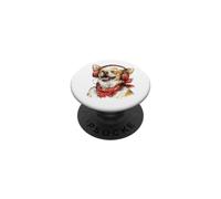 Drôle de Chihuahua avec Casque d'écoute pour écouter de la Musique PopSockets PopGrip Adhésif
