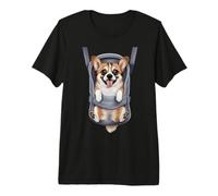 Drôle de Chiot Corgi dans Un Porte-bébé T-Shirt Haut de Gamme