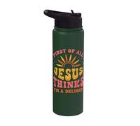 Drôle de Chrétien Jésus Pensée Délice Foi Religieuse Humour Stainless Steel Insulated Water Bottle