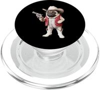 Drôle de Cowboy Carlin Qui Dit Chien avec Pistolet Humour Occidental Femmes Hommes PopSockets PopGrip pour MagSafe