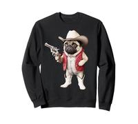 Drôle de Cowboy Carlin Qui Dit Chien avec Pistolet Humour Occidental Femmes Hommes Sweatshirt
