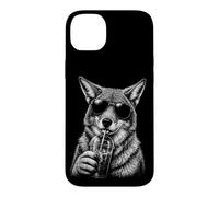 Drôle de Coyote Buvant du café glacé Coque pour iPhone 14 Plus