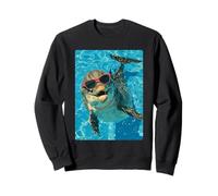 Drôle de Dauphin avec Lunettes de Soleil Cool été Animal Natation Sweatshirt