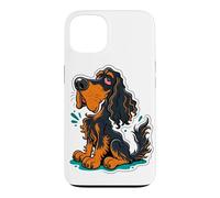 Drôle de Dessin animé Gordon Setter Dog Noir et Brun Clair Coque pour iPhone 13