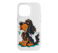 Drôle de Dessin animé Gordon Setter Dog Noir et Brun Clair Coque pour iPhone 14 Pro Max