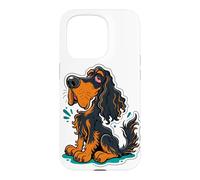 Drôle de Dessin animé Gordon Setter Dog Noir et Brun Clair Coque pour iPhone 15 Pro