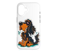 Drôle de Dessin animé Gordon Setter Dog Noir et Brun Clair Coque pour iPhone 16