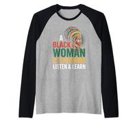 Drôle de dire qu'une Femme Noire Parle Écoutez Apprendre Le Soutien Manche Raglan