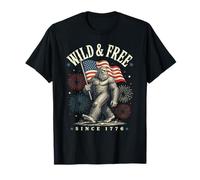 Drôle de Drapeau américain Sasquatch Sauvage et Libre Depuis 1776 T-Shirt