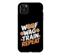 Drôle de Dressage de Chien - Woof Wag Train Repeat Coque pour iPhone 11 Pro Max