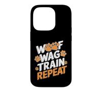 Drôle de Dressage de Chien - Woof Wag Train Repeat Coque pour iPhone 14 Pro