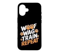 Drôle de Dressage de Chien - Woof Wag Train Repeat Coque pour iPhone 16