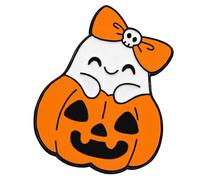 Drôle de fantômes de dessin animé blanc alliage pin Halloween fête accessoires cadeau pour adultes enfants Halloween accessoires de célébration, taille unique, comme décrit