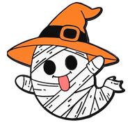 Drôle de fantômes de dessin animé blanc alliage pin Halloween fête accessoires cadeau pour adultes enfants Halloween accessoires de célébration, taille unique, comme décrit