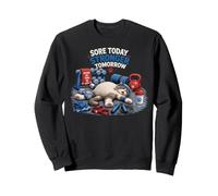 Drôle de Gros Chat de Motivation pour la Salle de Gym douloureuse Aujourd'hui Plus Fort Demain Sweatshirt