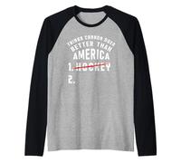 Drôle de Hockey Le Canada Meilleur Que l'Amérique Canadien Manche Raglan