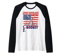 Drôle de Hockey Le Canada Meilleur Que l'Amérique Canadien Manche Raglan