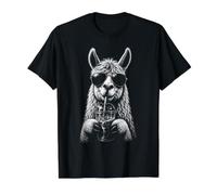 Drôle de Lama Buvant du café glacé T-Shirt Graphique avec Valeur, Homme, Noir, M
