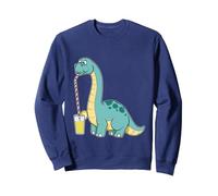 Drôle de Limonade Dinosaure Soda Pop Dino Summer Brontosaure Sweatshirt, Unisexe pour Adultes, Bleu Marine, M