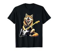 Drôle de Loup Jouant de la Guitare électrique Animal Amateur de Musique T-Shirt