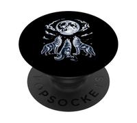 Drôle de Loups Hurlant à la Lune Nuit Mystique PopSockets PopGrip Adhésif