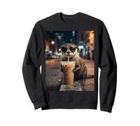Drôle de Loutre Buvant du café glacé Meme Sweatshirt