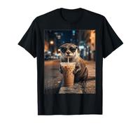Drôle de Loutre Buvant du café glacé Meme T-Shirt