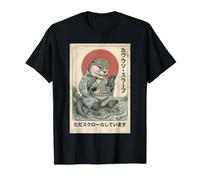 Drôle de Loutre Japonaise Mangeant des Ramen et Un parchemin T-Shirt