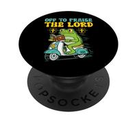 Drôle de mème Grenouille chrétienne Off to Praise The Lord PopSockets PopGrip Adhésif