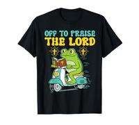 Drôle de mème Grenouille chrétienne Off to Praise The Lord T-Shirt