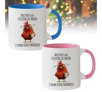 Drôle de nouveauté - Here We F*cking Go Again... I Mean Good Morning, Tasse à café sarcastique drôle de 11 oz Tasse à café Grumpy Poulet pour maman, sœur, BFF, amis, collègues, patron (2pcs-B)