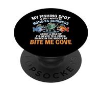 Drôle de pêche spot Bite Me Cove Pêche hilarante pêcheurs PopSockets PopGrip Adhésif