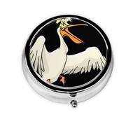 Drôle de pélican, cette petite boîte à pilules ronde est un organisateur de médicaments de voyage portable avec trois compartiments pour stocker des médicaments quotidiens.