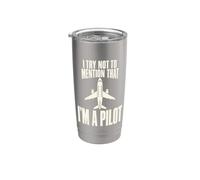 Drôle de pilote dictons aviation essayer de ne pas mentionner l'humour Gobelet isotherme en acier inoxydable double paroi
