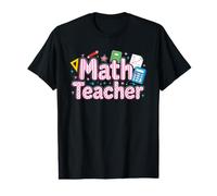 Drôle de Professeur de mathématiques Disant avec des icônes Scolaires T-Shirt Graphique avec Valeur