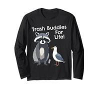 Drôle de Raccoon Pigeon Trash Buddies Bandits Graphic Manche Longue