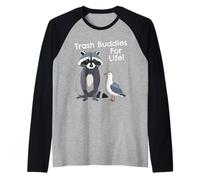 Drôle de Raccoon Pigeon Trash Buddies Bandits Graphic Manche Raglan