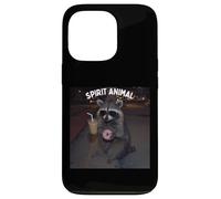 Drôle de Raton Laveur avec Un Beignet et Un Animal spiritueux café glacé Coque pour iPhone 13 Pro